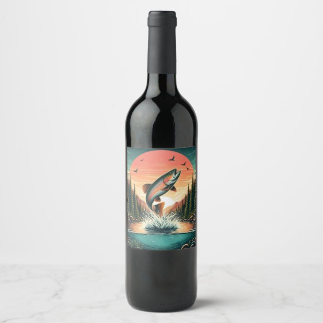 Outdoorsman trout nature wine label (Front)