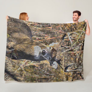 Outdoorsman Whitetail Deer Buck Hunter Plush Fleece Blanket