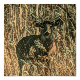 outdoorsman wilderness Camouflage whitetail deer Poster