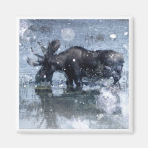 outdoorsman winter wilderness wildlife bull moose magnet