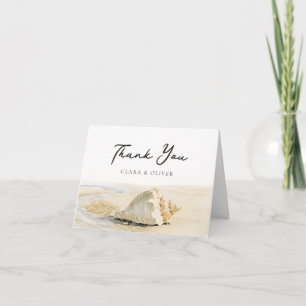 Outer Banks Conch Shell Wet Sand Beach Wedding Thank You Card