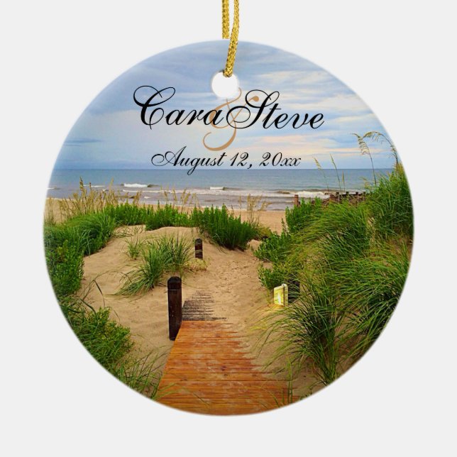 Outer Banks Dunes Bride and Groom Ornament (Front)