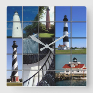 Outer Banks Lighthouses Square Wall Clock