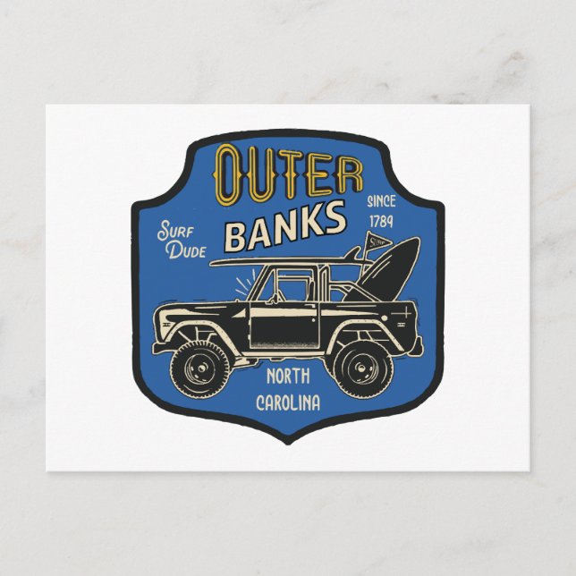 Outer Banks NC Badge Holiday Postcard (Front)