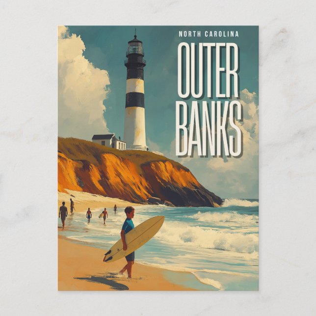 Outer Banks NC Vintage Travel  Postcard (Front)