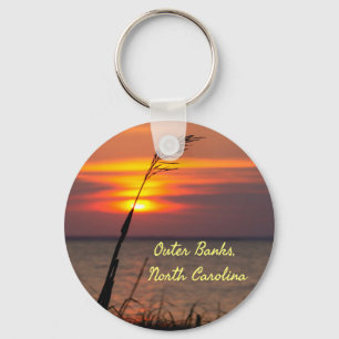 Outer Banks North Carolina Beach Sunset Orange Sky Key Ring