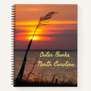 Outer Banks North Carolina Beach Sunset Orange Sky Notebook