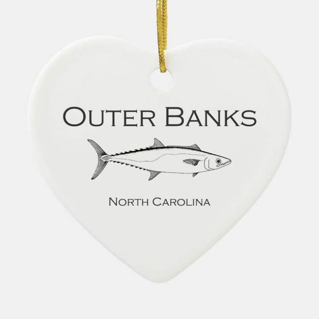 Outer Banks North Carolina King Mackerel Ceramic Tree Decoration (Front)