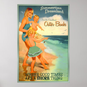 Outer Banks North Carolina Poster New Retro Family