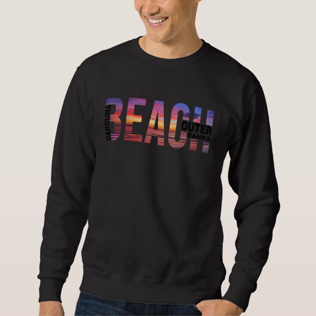 Outer Banks Palm Trees Beach Carolina theme Vacati Sweatshirt (Front)
