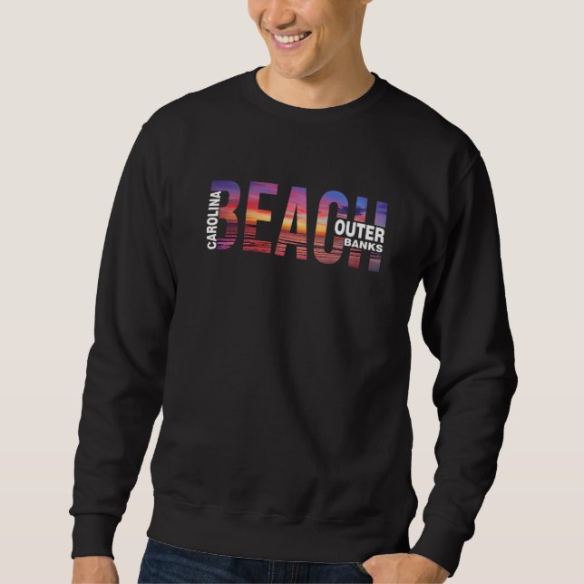 Outer Banks Palm Trees Beach Carolina theme Vacati Sweatshirt (Front)