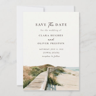 Outer Banks Sea Oats Sand Dune Shoreline Wedding Save The Date