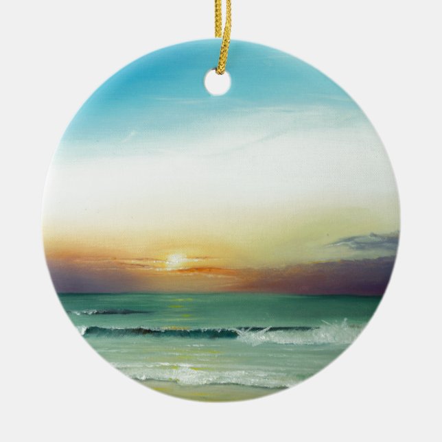 Outer Banks Sunrise Ceramic Tree Decoration (Front)