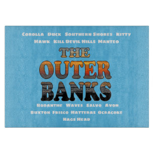 Outer Banks Sunrise Text And Towns Cutting Board