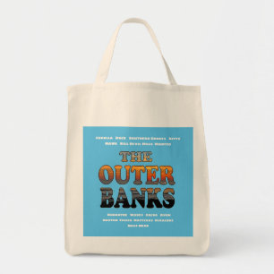 Outer Banks Sunrise Text And Towns OBX Tote Bag