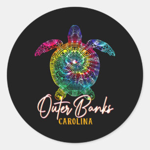Outer Banks Tie Dye Sea Turtle Carolina Family Vac Classic Round Sticker