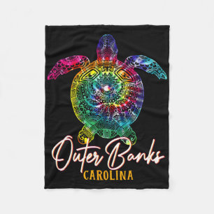 Outer Banks Tie Dye Sea Turtle Carolina Family Vac Fleece Blanket