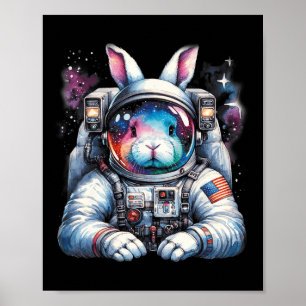 Outer Bunny Easter Day Rabbit Usa Fun Space  Poster