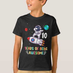 Outer Space 10 Year Old 10th Birthday Boys Planets T-Shirt