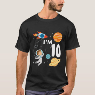 Outer Space 10Th Birthday Astronaut Planets 10 Yea T-Shirt
