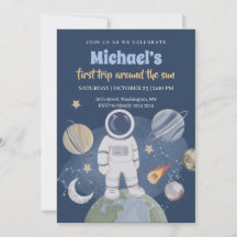 Outer Space 1st Boy Birthday Invitation