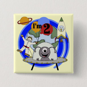Outer Space 2nd Birthday T-shirts and Gifts 15 Cm Square Badge