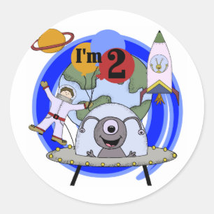 Outer Space 2nd Birthday T-shirts and Gifts Classic Round Sticker