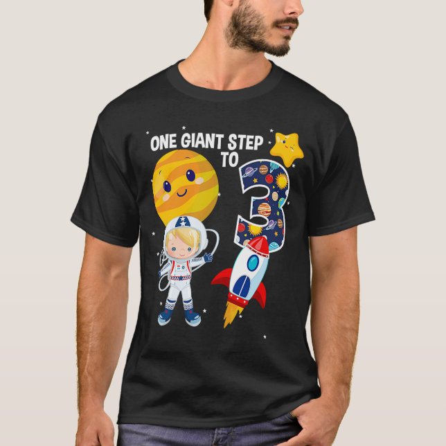 Outer Space 3 Year Old 3rd Birthday Party Space Th T-Shirt (Front)