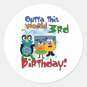 Outer Space 3rd Birthday Classic Round Sticker