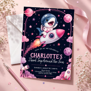 Outer Space 3rd Birthday Party Invitation