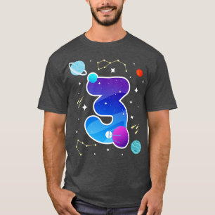 Outer Space 3rd Birthday Party T Planets 3 Year Ol T-Shirt