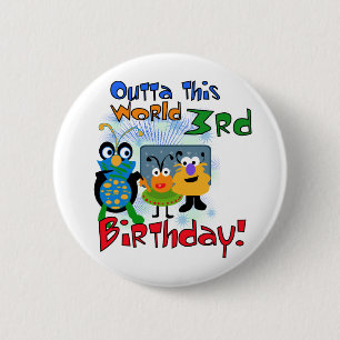 Outer Space 3rd Birthday Tshirts and Gifts 6 Cm Round Badge
