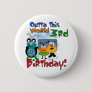 Outer Space 3rd Birthday Tshirts and Gifts 6 Cm Round Badge