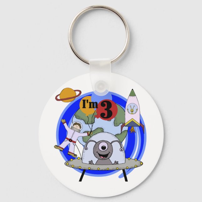 Outer Space 3rd Birthday Tshirts and Gifts Key Ring (Front)