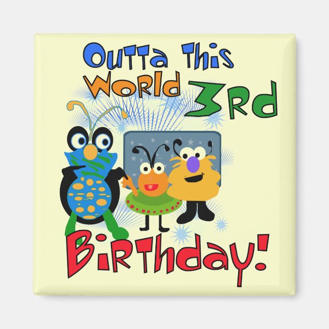 Outer Space 3rd Birthday Tshirts and Gifts Magnet (Front)