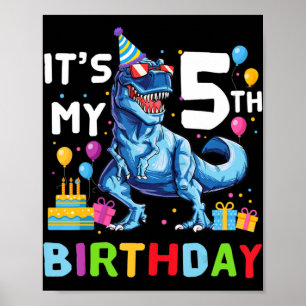 Outer Space 5 Years Old 5th Birthday Boys Planets Poster