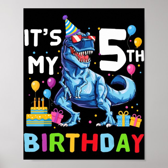Outer Space 5 Years Old 5th Birthday Boys Planets  Poster (Front)
