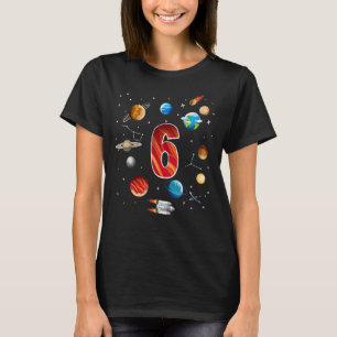 Outer Space 6 Years Old 6th Birthday Boys Planets T-Shirt