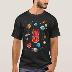 Outer Space 8 Years Old 8th Birthday Boys Planets  T-Shirt