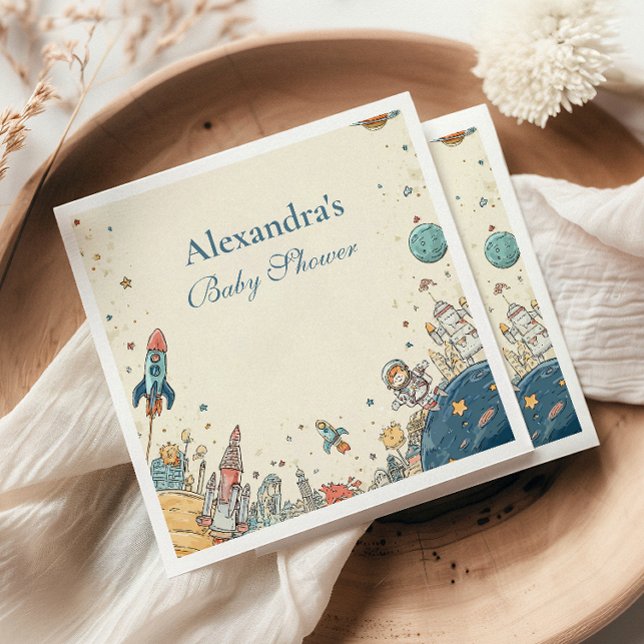 Outer Space Adventure Baby Shower Napkin (Creator Uploaded)