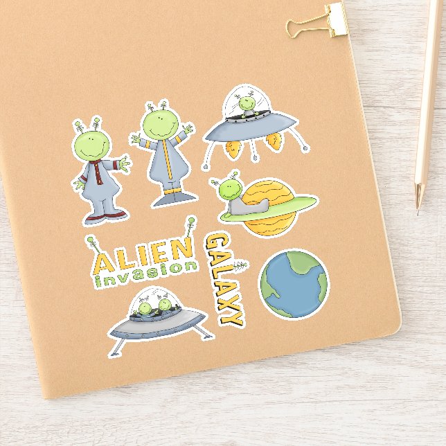 Outer Space Alien Invasion Stickers (Notebook)