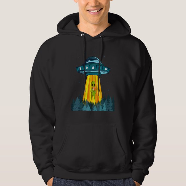 Outer Space Aliens Spaceship Alien Cat Spacecraft  Hoodie (Front)