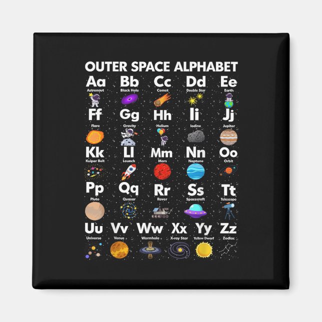 Outer Space Alphabet Astronomy Science Teacher Kid Magnet (Front)