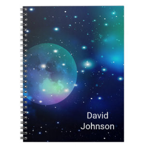Outer Space and Stars with Custom Name Notebook