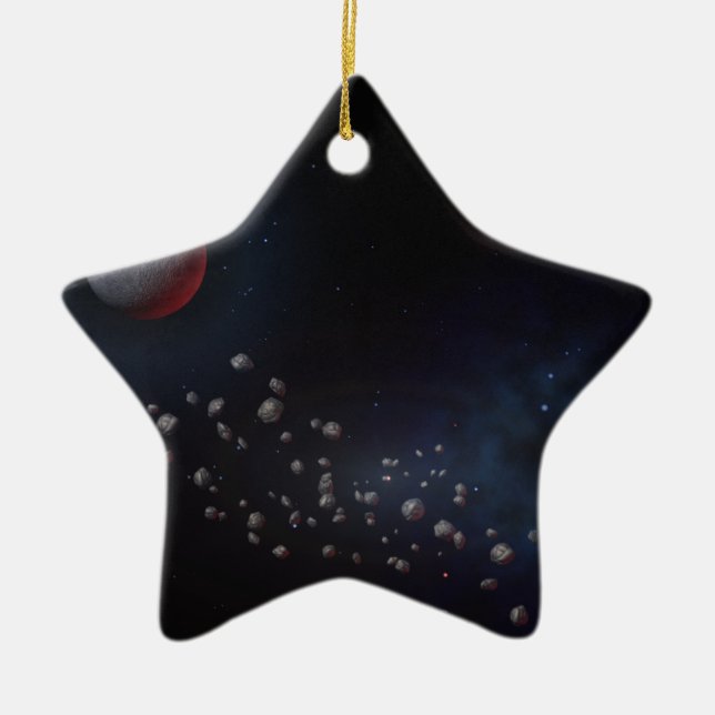 Outer Space Asteroids & Planets Ceramic Tree Decoration (Front)