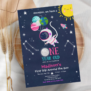 Outer Space Astronaut 1st Birthday Rocket Invitation