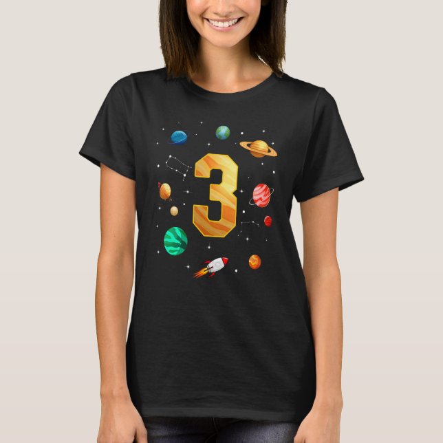 Outer Space Astronaut 3rd Birthday Boy 3 Year Old  T-Shirt (Front)