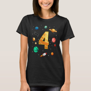 Outer Space Astronaut 4th Birthday Boy 4 Year Old T-Shirt