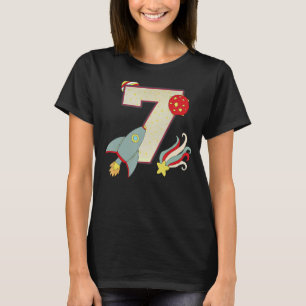 Outer Space Astronaut 7th Birthday Boy 7 Year Old T-Shirt