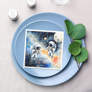 Outer space astronaut baby shower template napkin
